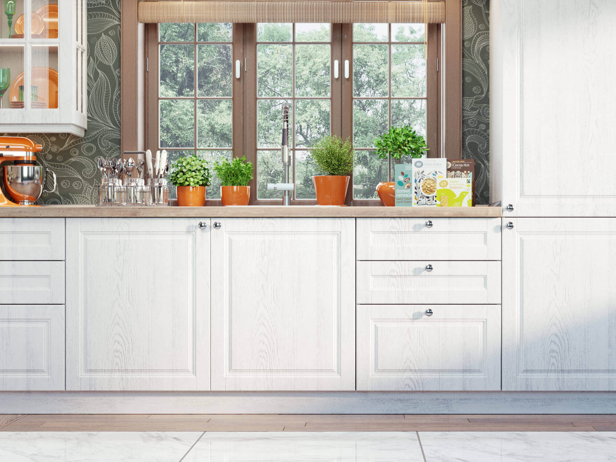 Модульная кухня Мокка (Дуб фактурный белый)