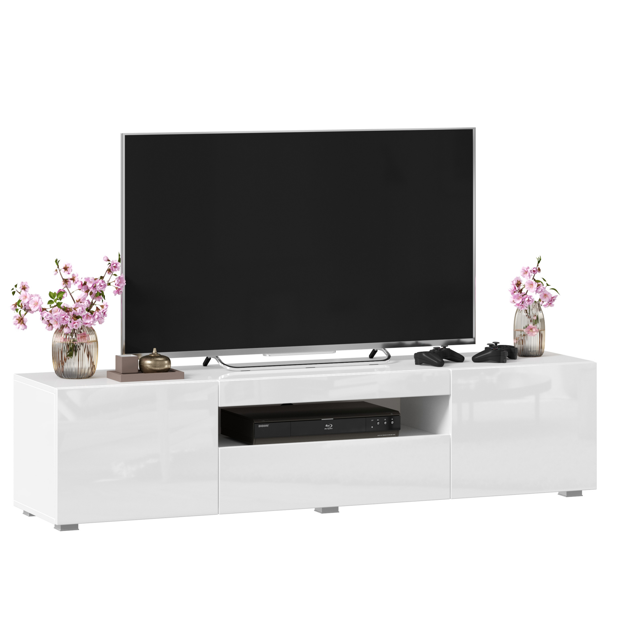 Бруклин Тумба под ТВ 1600 (Белый глянец), исполнение 1
